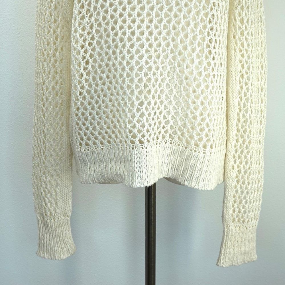 360 Sweater Sweater Open Crochet Knit Design Silk and Linen Size Small - Picture 6 of 15